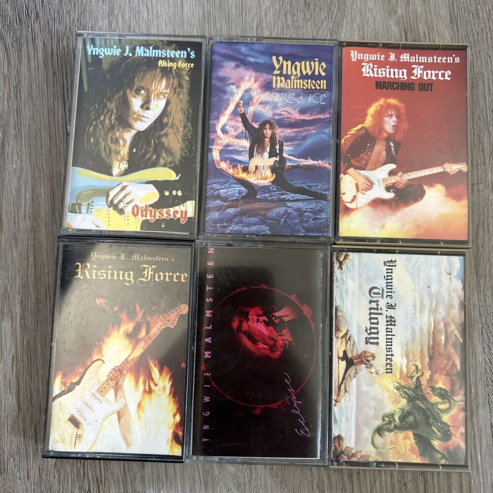Yngwie Malmsteen Cassette Lot of 6 Rising Force Odyssey Eclipse Trilogy Fire Ice